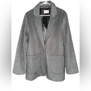 Universal Thread Blazer Jacket Womens Large Gray Pinstripe Polyester Lined
